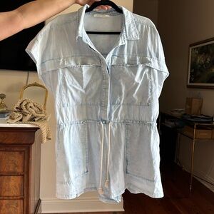 Mustard seed size large denim romper.